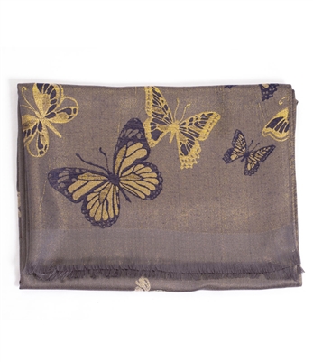 Gold Metallic Butterfly Wrap / Gray