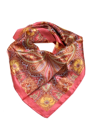 Paisley Print Square Silk Scarf