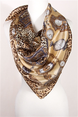 Vintage Clock Silk Scarf