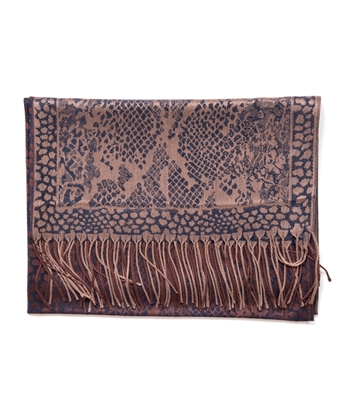 Animal Print Fringed Edge Wrap Scarf