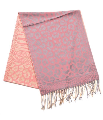 Animal Print Fringed Edge Wrap Scarf