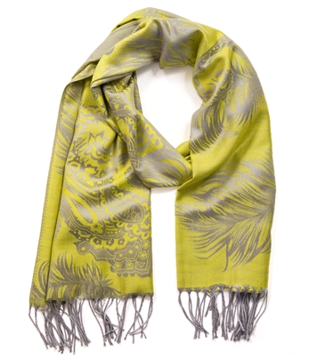Paisley and Feather Fringed Edge Scarf
