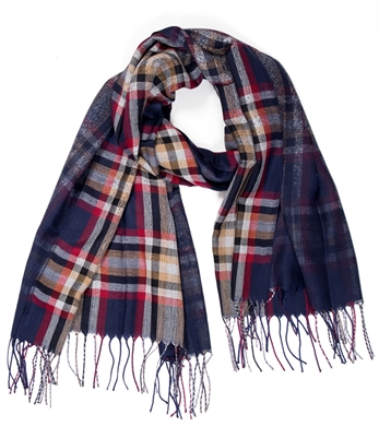 Plaid Scarf in Navy