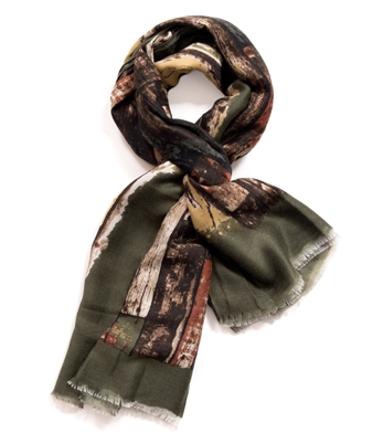 Oversized Geometric Print Frayed Edge Scarf